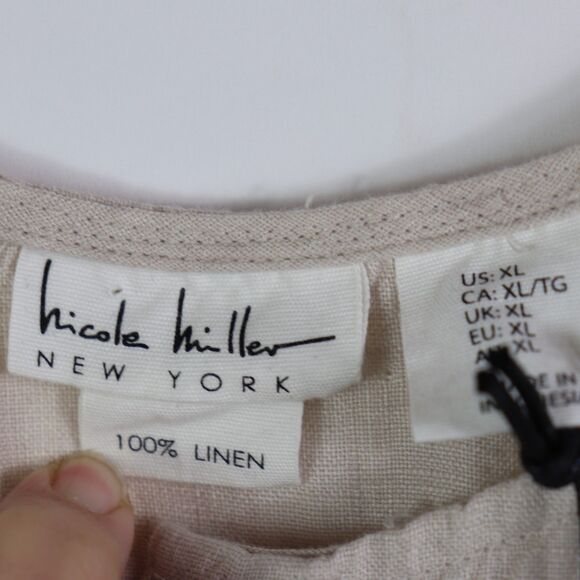 NWT Nicole Miller York Natural 100% Linen Sleeveless Dress XL - Picture 6 of 8
